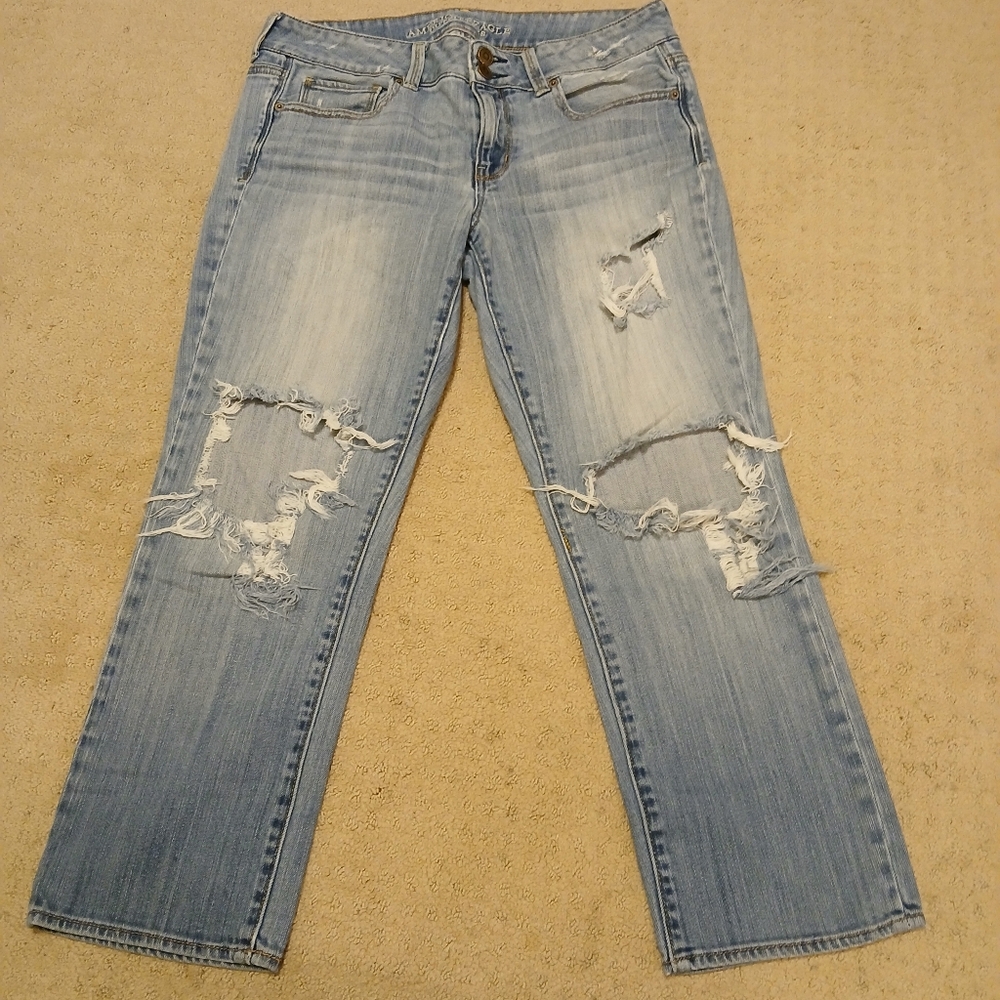 American Eagle Artist Crop Jeans Size 12 Regular Light Blue